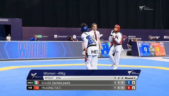 Sau khi giành Bạc ở SEA Games, nữ võ sĩ Việt Nam tạo địa chấn khi đánh bại nhà đương kim vô địch thế giới Taekwondo - Ảnh 2. Sau khi giành Bạc ở SEA Games, nữ võ sĩ Việt Nam tạo địa chấn khi đánh bại nhà đương kim vô địch thế giới Taekwondo - Ảnh 2.