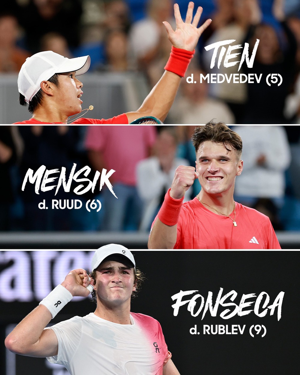 Learner Tien lại khiến cộng đồng quần vợt dậy sóng sau chiến thắng trước hạt giống số 5 tại Australian Open 2025 - Ảnh 3. Learner Tien lại khiến cộng đồng quần vợt dậy sóng sau chiến thắng trước hạt giống số 5 tại Australian Open 2025 - Ảnh 3.