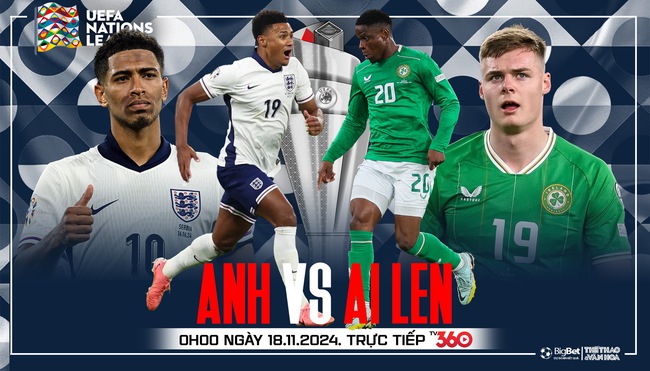 Nhận định, soi tỷ lệ Anh vs CH Ireland (0h00, 18/11), vòng bảng Nations League - Ảnh 1. Nhận định, soi tỷ lệ Anh vs CH Ireland (0h00, 18/11), vòng bảng Nations League - Ảnh 1.