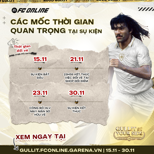 FC online tung ra sự kiện "Gullit At Your Side" chiêu đãi người chơi với loạt quà khủng nhân dịp mời Gullit tới Việt Nam - Ảnh 4. FC online tung ra sự kiện "Gullit At Your Side" chiêu đãi người chơi với loạt quà khủng nhân dịp mời Gullit tới Việt Nam - Ảnh 4.